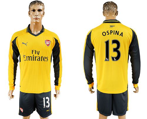 Arsenal #13 Ospina Away Long Sleeves Soccer Club Jersey